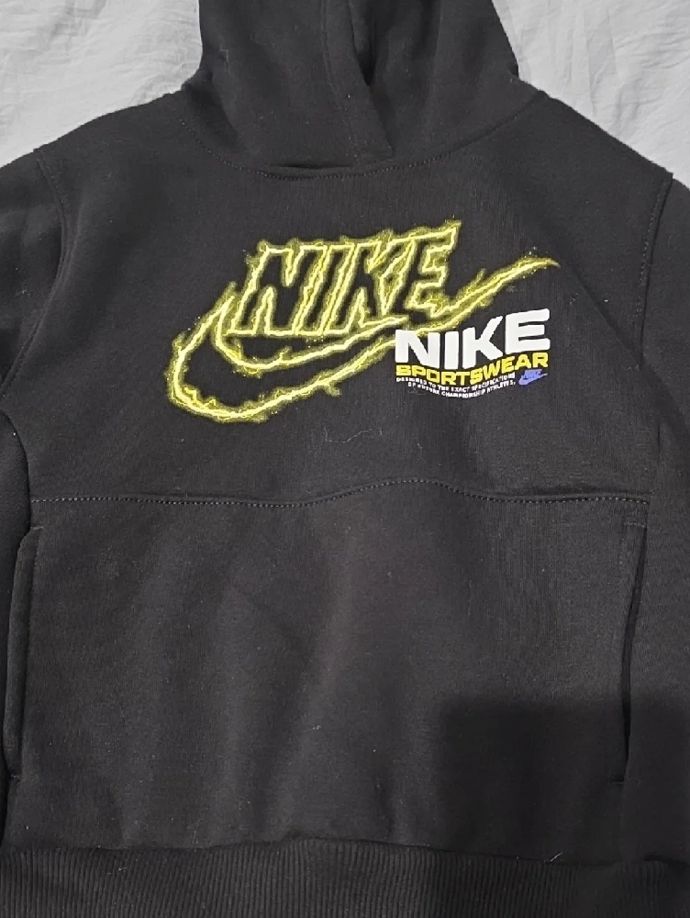 Nike Black Pullover‎ Hoodie with Neon Yellow Logo